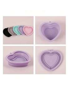 PETSIN 1pc Heart-Shaped Silicone Anti-Spill Pet Bowl, Foldable Portable Pet Food Water Feeding Bowl, Pet Supplies Water Bottle Camping