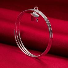 Charmantes silbernes Armband mit drei Kreisen und Stern, für Frauen und Männer, Hochzeit, Verlobung, Mode, Charme-Party Schmuck