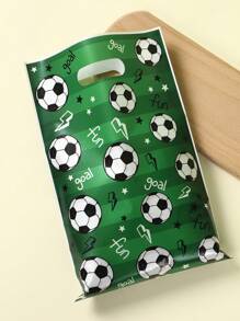 Bolsas de regalo de plástico con temática de fútbol verde para agradecimiento, decoración de fiestas de cumpleaños, baby shower y eventos deportivos, suministros para decoración del hogar, bolsas de regalo con estampado de fútbol verde para fiestas de cumpleaños, graduación y Día de la Madre
