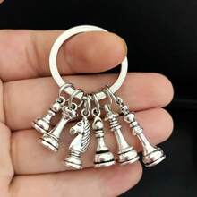 6pcs/1pc Creative Metal Faux Chess Piece Keychain Pendant, Alloy Keyring Key Chain For Men Women Leisure Game Gift Car Accessories Bag Charm School Cute Goth Y2k