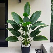 2 Piezas de planta de palma artificial, 32.22 pulgadas de altura con 36 hojas grandes - Planta verde falsa resistente a los rayos UV, adecuada para decoración del hogar y oficina, uso interior/exterior, ideal para bodas y festividades (Recipiente no incluido)