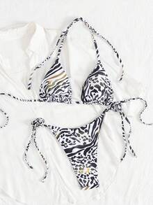 女士新款欧美风比基尼套装 - 白色 - 查看 2