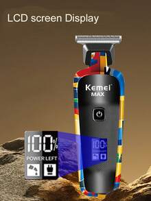 Kemei KM-MAX5090 專業理髮器 T-Blade 0mm 零間隙雕刻理髮器 C-Type 男士塗鴉設計鬍鬚修剪器 男友禮物 - 彩色 - 查看 6