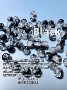 Set de 50/100/200/500 piezas de cuentas de vidrio de 6mm/8mm para manualidades de joyería DIY, para collares, pulseras, ropa, accesorios, decoración de teléfonos y bolsos, de colores mezclados A+B