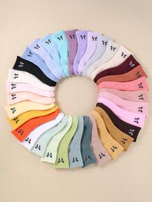 10 Pairs Black Base Kids Crew Socks With Multi-Color Bow Accents For Boys & Girls - Breathable Everyday Long Socks, Assorted Random Color Designs (10-Pack | Unisex Casual Wear) - Multicolor - View 2