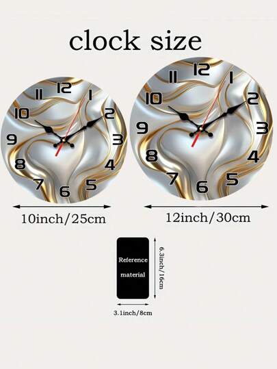 Pc 10 Inch/12 Inch Wooden Wand Klok Golden Zilver Wave Texture Pattern, Silent Abstract Art Line Living Room, Bedroom, Kitchen, Office ation, Moderne Home Ideal Birthday Room Bedroom Dormitory Back To School view 7