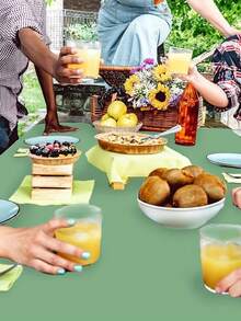 1/4 件纯色一次性塑料桌布，灰绿色，可折叠且易于清洁，适用于婚礼、生日、毕业典礼和圣诞派对夏季礼物海滩返校学校用品房间装饰 - 彩色 - 查看 4