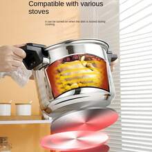1pc Stainless Steel Pressure Cooker Stainless Steel Cookware With Easy Opening&Closing Lid, Works On All Cooktops - Multicolor - View 2
