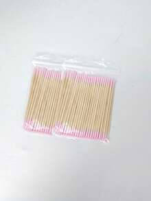 About 100Pcs/Pack Double Headed Nail Polish Wiping Wooden Stick ,Small Tip Double Head Tattooed Eyebrows Beauty Makeup Tools For Wiping,1/2/3/4/5/10/20pack For Packaging Method,Nail Supplies,Nail Tools,Nail Art Tools,Back To School,Nails,Nail Tools For Press On Nails - Pink - View 12