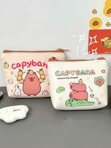 1 pieza Monedero lindo con diseño de capibara, cartera compacta de dibujos animados mini para llaves y tarjetas - Multicolor - Ver 10