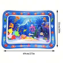 这款儿童充气水上乐园垫，有助于促进儿童的身体和感官发育。寒冷天气可注入40度以下的温水，炎热天气可注入适度凉水。垫子内含色彩鲜艳的水下场景和漂浮玩具，是户外亲子互动的理想之选。也是送给男孩女孩的完美礼物。 - 彩色 - 查看 7