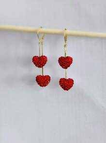 2025 Spring/Summer New Luxury-Feel Red Heart-Shaped Earrings, Popular Fashion Earrings