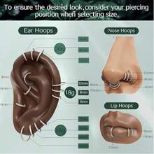 Clear CZ Nose Rings Hoop - 316L Stainless Steel CZ Body Piercing Hoop Clicker 20G/18G/16G Hypoallergenic Earrings Jewelry For Cartilage Helix Rook Tragus Conch Lobe Daith Snug Belly Button Ring With Cubic Zirconia 6mm/7mm/8mm//10mm/12mm - Gold - Antique Silver - View 8