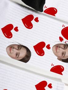 Personalized Funny Face Socks Custom Photo Sock 1 Pair Custom Printed Socks Custom Picture Socks Put Any Face On The Socks Valentine Gift Anniversary Gift Birthday Gift Wedding Gift Mother's Day Gift Father's Day Gift Gift For Mom Dad Gift For Girlfriend Boyfriend Gift For Her Him Best Friend Gift Unique Customized Cozy Socks - White - View 4