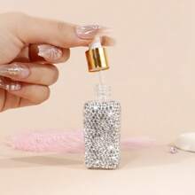 1pc Shiny Essential Oil Dropper Bottle, Mini Glass Bottle, Portable Perfume Bottle, Cosmetic Sample Container, Liquid Perfume Bottle, Dispensing, Refillable, Lightweight And Easy To Carry, For Traveling And Home Organization, Ideal Gift For Holiday Season