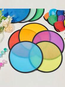 6 pezzi di ventagli pieghevoli a forma di disco volante, dischi da spiaggia colorati, ventilatori palmari estivi per rinfrescarsi, set portatile di ventilatori fai-da-te con borsa, adatti come regali per matrimoni e feste, artigianato fai-da-te, attività all'aperto, sport, raduni e uso domestico