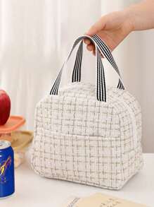 1pc Lunch Bag, Portable Insulated Lunch Box Tote Bag With Cute Bear Pattern, Suitable For Work And School, Waterproof And Lightweight, Keeps Food Fresh And Warm