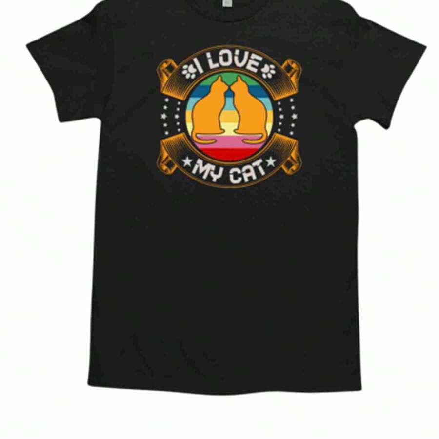 I Love My Cat T-Shirt - Black - View 1