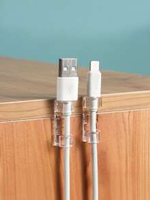 100 Piece Clear Adhesive Cable Clips - Durable Plastic Cable Organiser For Power Cord Management, Under Table And Wall MountingSafe, Neat Cable Storage Solution, Random Colours - Multicolor - View 2