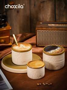 choxila 1 كوب قهوة سيراميك بتصميم جمل الصحراء وأشجار النخيل، سعة 120مل/250مل/310مل - قابل لإعادة الاستخدام، يُغسل باليد فقط، مثالي لتجمعات العائلة والمناسبات الخاصة، هدية ذات موضوع صحراوي، كوب قهوة صحراوي | ديكور ذو موضوع صحراوي | كوب سيراميك متين - بيج - مشاهدة 4