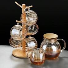 1pc Pumpkin Striped Colorful Glass Cold Water Pitcher For Living Room, Borosilicate Glass Lemon Tea Pot, Home Use