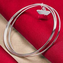 Charmantes silbernes Armband mit drei Kreisen und Stern, für Frauen und Männer, Hochzeit, Verlobung, Mode, Charme-Party Schmuck
