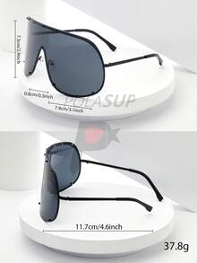 1 件超大金属全覆盖面罩女士时尚眼镜带金属铆钉，休闲、可爱、优雅、性感、波西米亚、复古、复古、派对、钻石形、时尚装饰，适合所有季节、海滩、鸡尾酒会，银色 - 彩色 - 查看 8