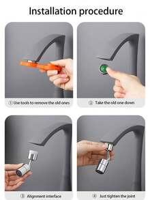 1 pieza/2 piezas Adaptador giratorio multifuncional antiescurrimiento para grifos, accesorio de cocina que se ajusta a todos los grifos - Plateado - Ver 8