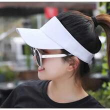 Solid Color Sports Sun Hat, Adjustable Brimless Baseball Cap For Outdoor Golf, Tennis, Running, Women UV Protection Sun Visor Hat, Summer White Breathable Adjustable Cap For Beach, Golf, Tennis