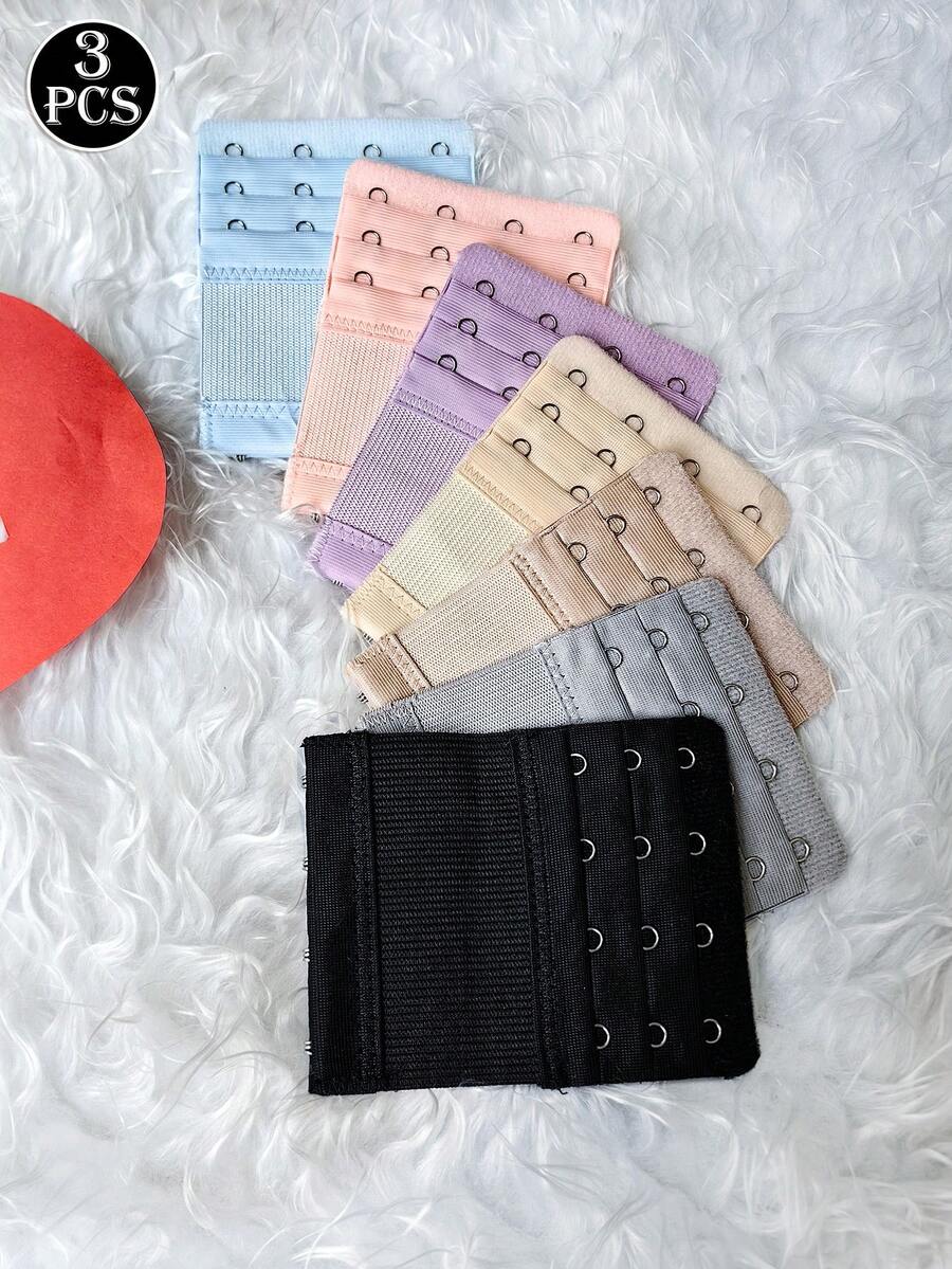 tanghou 3 chiếc dây nối áo ngực nhiều màu có 3 hàng 4 móc, khóa nối áo ngực đàn hồi, móc thép không gỉ để điều chỉnh áo ngực - Nhiều màu - Xem 1