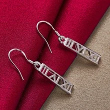 925 Sterling Silver Plated Earrings Charm For Women Jewelry Fashion Wedding Engagement Party Gift - Silver - View 5