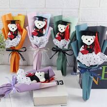 1pc Graduation Dr. Bear Cartoon Bouquet, Graduation Bear Flower Bouquet Gift, Graduation Party Bouquet, Artificial Flower Bouquet, Birthday Gift, Graduation Celebration Decor Dr. Hat Bear, Suitable For Graduation Party Favors, Party Decorations, Home Decor And Photo Prop