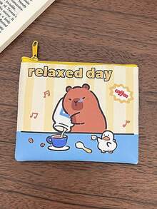 1 pieza Monedero lindo con diseño de capibara, cartera compacta de dibujos animados mini para llaves y tarjetas - Multicolor - Ver 7