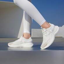 XTEP Women's Running Shoes, Summer Breathable Sports Shoes, Official Flagship Casual Shoes, Lightweight Shoes, Shock-Absorbing Running Shoes 878118110031 - Sail White/Light Heather Grey - View 3