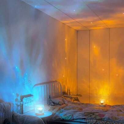 动态水波纹灯，16 色灯带遥控旋转投影灯 USB 夜灯浪漫氛围灯，卧室台灯、客厅墙壁装饰、晚餐/酒吧氛围灯、送给朋友/家人/女孩的生日礼物，带/不带遥控器，1/3/16 色灯