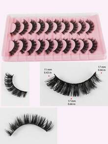 10 pares de pestañas postizas de visón falso ruso, pestañas postizas dramáticas y esponjosas de 3D, kit de extensión de pestañas que alarga y volumiza, productos de belleza y maquillaje - Negro - Ver 3