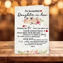 1pc "Beautiful Daughter-In-Law" Heartfelt Birthday Greeting Card With Envelope (12x17cm), Personalized Paper Card For Family, Friends, Unisex, Small Business Supplies, Thank You Note, Birthday Decor, Textual Card For Anyone
