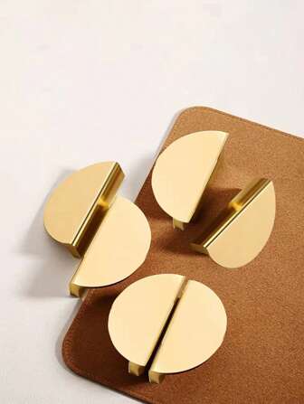 1 套现代半圆形金色橱柜把手，适用于抽屉、衣柜、橱柜、碗橱、梳妆台、儿童房，黄铜材质，含螺丝