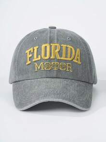1pc Embroidered "FLORIDA" Washed Baseball Cap, Adjustable, Sun Protection, Casual, Suitable For Spring And Autumn Travel, Versatile, Sunscreen, Youth Y2K Style Cap - Baseball Cap - View 5