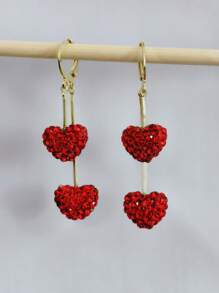2025 Spring/Summer New Luxury-Feel Red Heart-Shaped Earrings, Popular Fashion Earrings