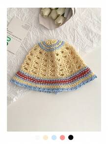 1pc Colorful Flower Knitted Bucket Hat, Lightweight, Breathable, Suitable For Women, Summer, Beach, Sun Protection - Straw Hat - View 16