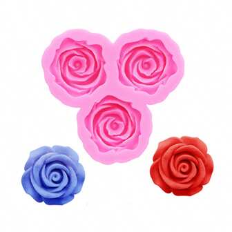 1 件硅胶玫瑰花形模具，适用于树脂首饰 DIY 配件、发夹、鞋饰