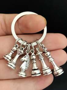 6pcs/1pc Creative Metal Faux Chess Piece Keychain Pendant, Alloy Keyring Key Chain For Men Women Leisure Game Gift Car Accessories Bag Charm School Cute Goth Y2k