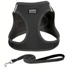 Arnês para cães respiráveis e refletivos com conjunto de coleira, cinta peitoral para cães, colete para cães sem puxar com corda para caminhar