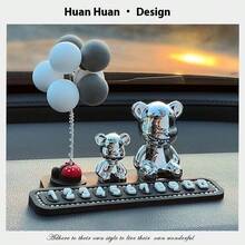 Accessoire créatif de voiture, ours poupée style grand, plaque d'immatriculation de stationnement temporaire numérique, collection d'accessoires premium de décoration intérieure de voiture