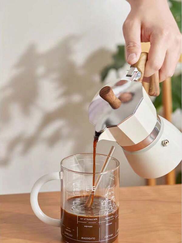 1 pieza Cafetera tipo espresso clásica italoamericana - Cafetera de aluminio de 10.14oz para estufa, de funcionamiento manual, perfecta para uso en el hogar y restaurante, de vuelta a la escuela