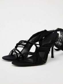 2025 New Elegant Lace-Up Fine High Heel Sandals, Open Toe French Style Ladies Shoes, Summer