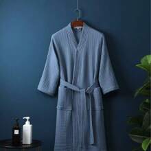 1pc Waffle Bathrobe, Adult Men's And Women's Bathrobe, Spring And Summer Bathrobe, B&B Hotel SPA Bathrobe, Absorbent Quick Drying, Loose Version, Multi-Color, Bathroom Items, Household Items Bathroom Decor Back To School