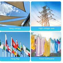 1 pièce Corde à linge en acier inoxydable de 196 pouces (environ 5 mètres) avec revêtement PVC imperméable. Idéale pour le linge d'intérieur/extérieur, le camping, la salle de bain et la chambre étudiante. Avec boucle antidérapante et crochet coulissant lisse. Accessoires de lessive, cintres