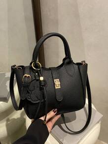 Nova bolsa de ombro feminina de luxo com textura de lichia, bolsa transversal versátil para deslocamento diário, 2025